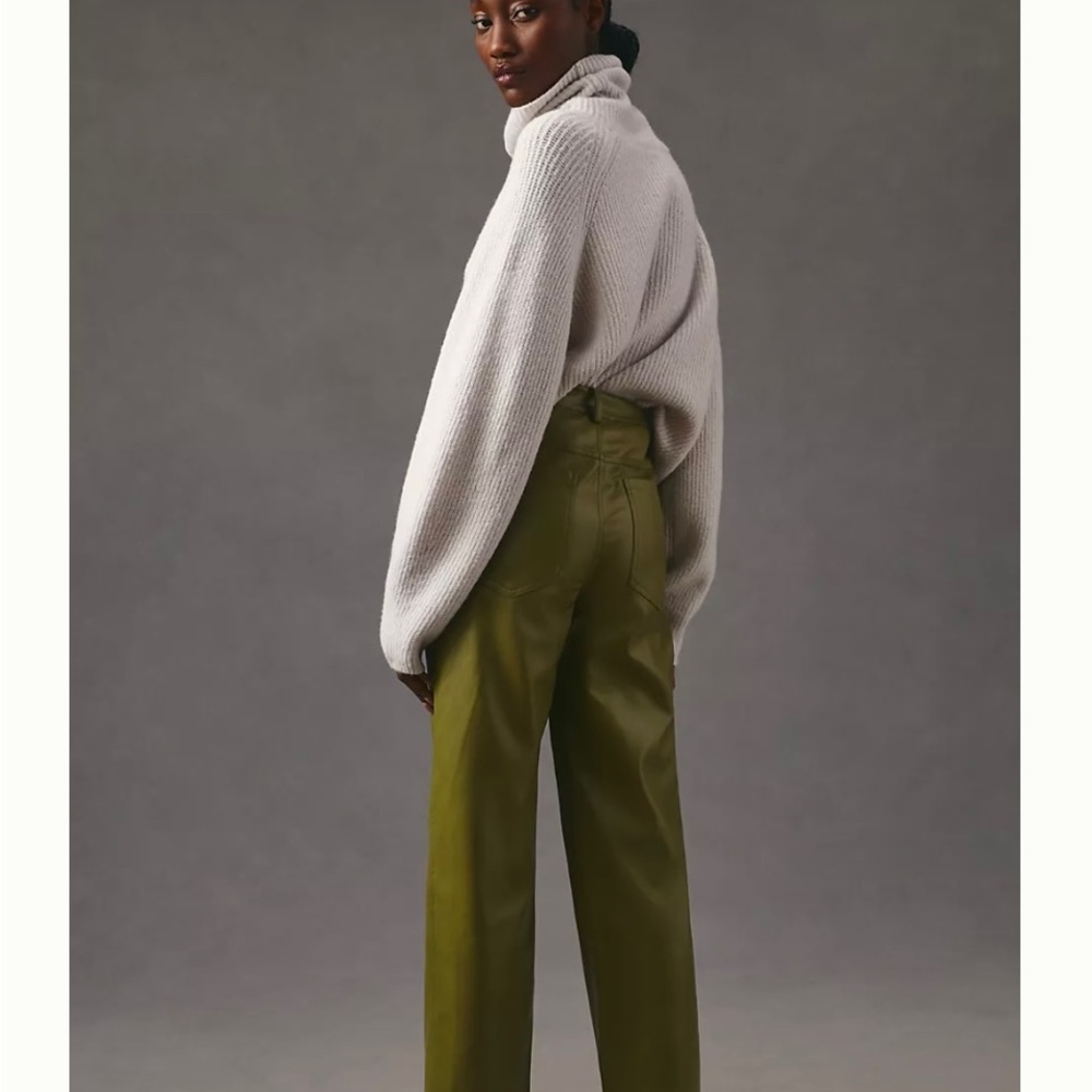 ANTHROPOLOGIE EN SAISON LANA FAUX LEATHER PANTS SIZE M COLOR OLIVE NWT - Picture 3 of 14